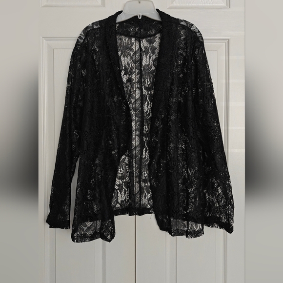 Source Unknown Sweaters - Black Lace Cardigan, Size 4XL